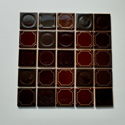 Vintage Japanese 1970s Brown Wall Tile, 10 Sq Ft Lot - 10 Piece Set, 50 Sq Ft Available