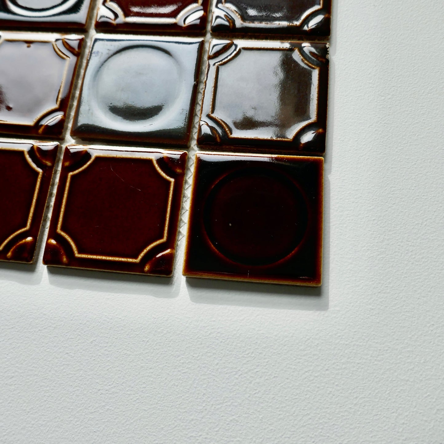 Vintage Japanese 1970s Brown Wall Tile, 10 Sq Ft Lot - 10 Piece Set, 50 Sq Ft Available