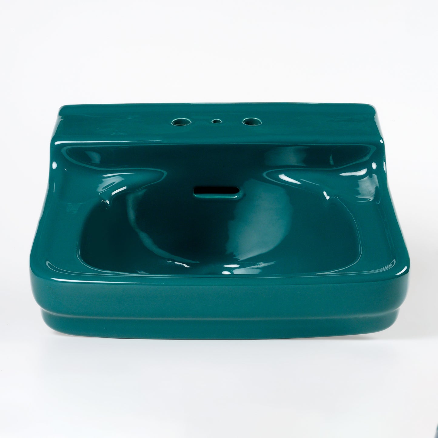 1970s Vintage American Standard Vitreous China Teal 4" Centers Sink