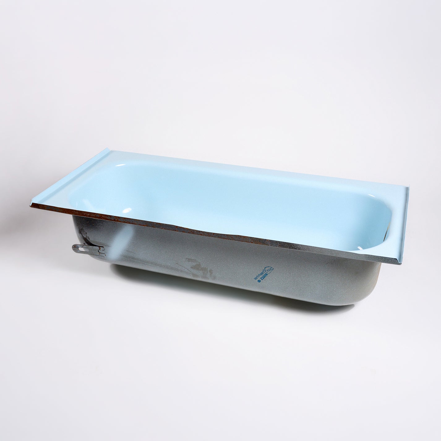 1980s Vintage 60" Enameled Steel Powder Blue Bootz Left-Hand Drain Bathtub