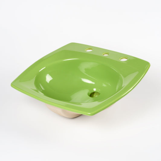 1970s Vintage Kohler Vitreous China Fresh Green 8" Centers Rondelle Sink