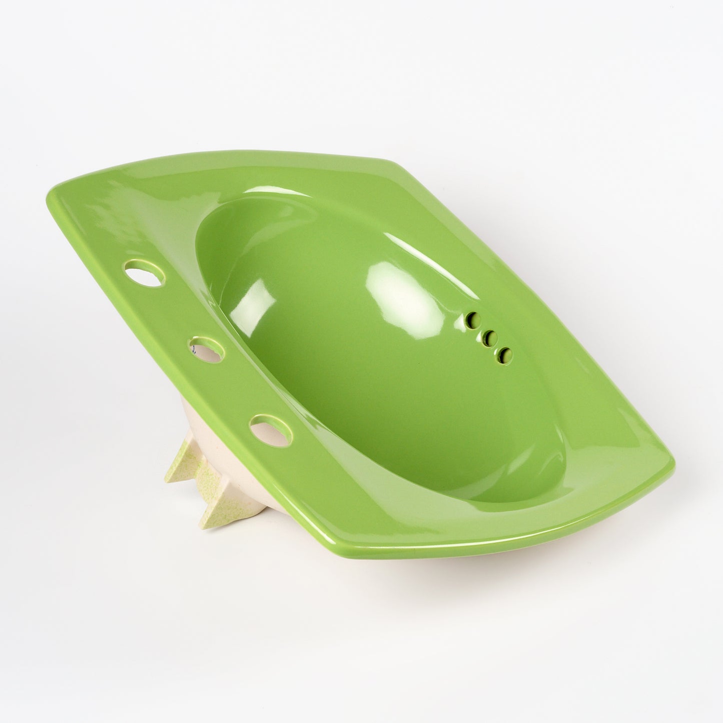 1970s Vintage Kohler Vitreous China Fresh Green 8" Centers Rondelle Sink