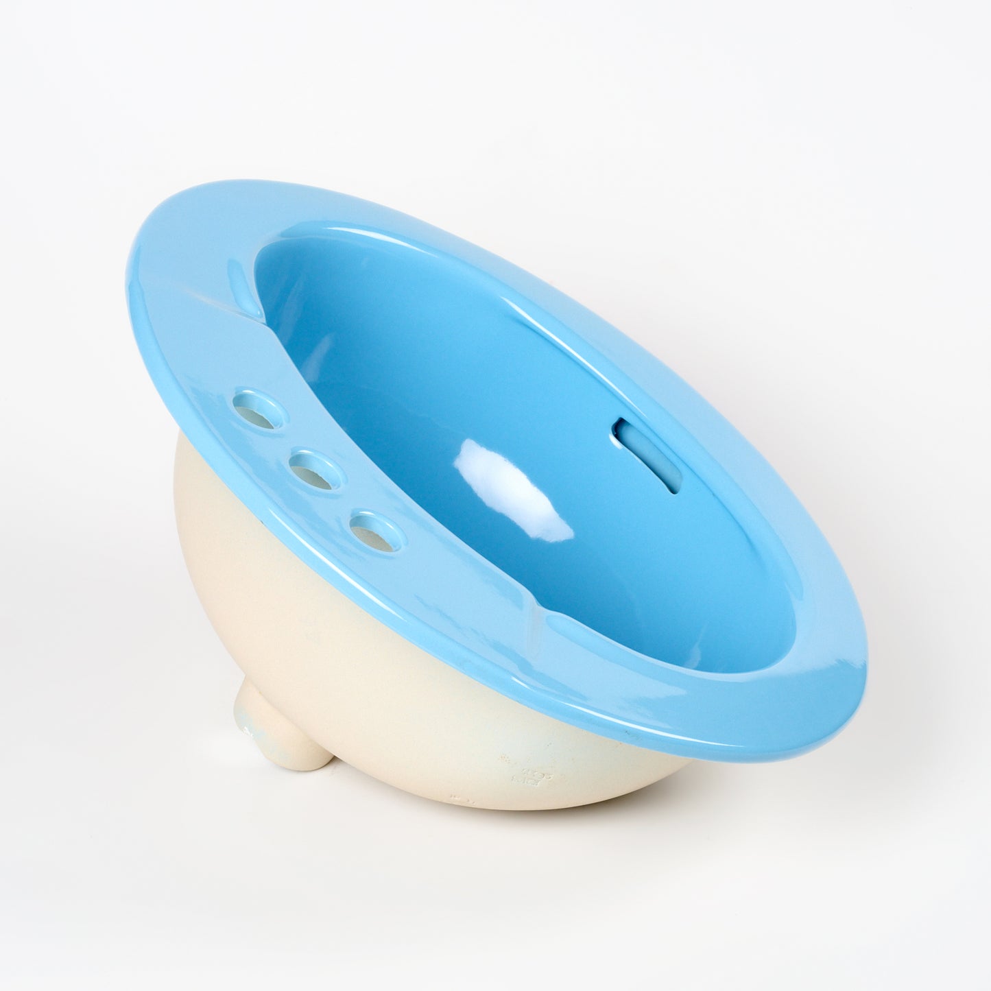 1970s Vintage Kohler Vitreous China New Orleans Blue 4" Centers Pennington Sink