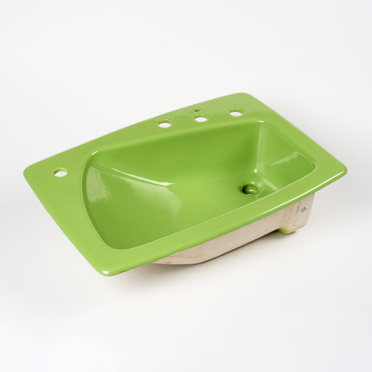 1970s Vintage Kohler Vitreous China Fresh Green 8" Centers Lady Vanity Sink