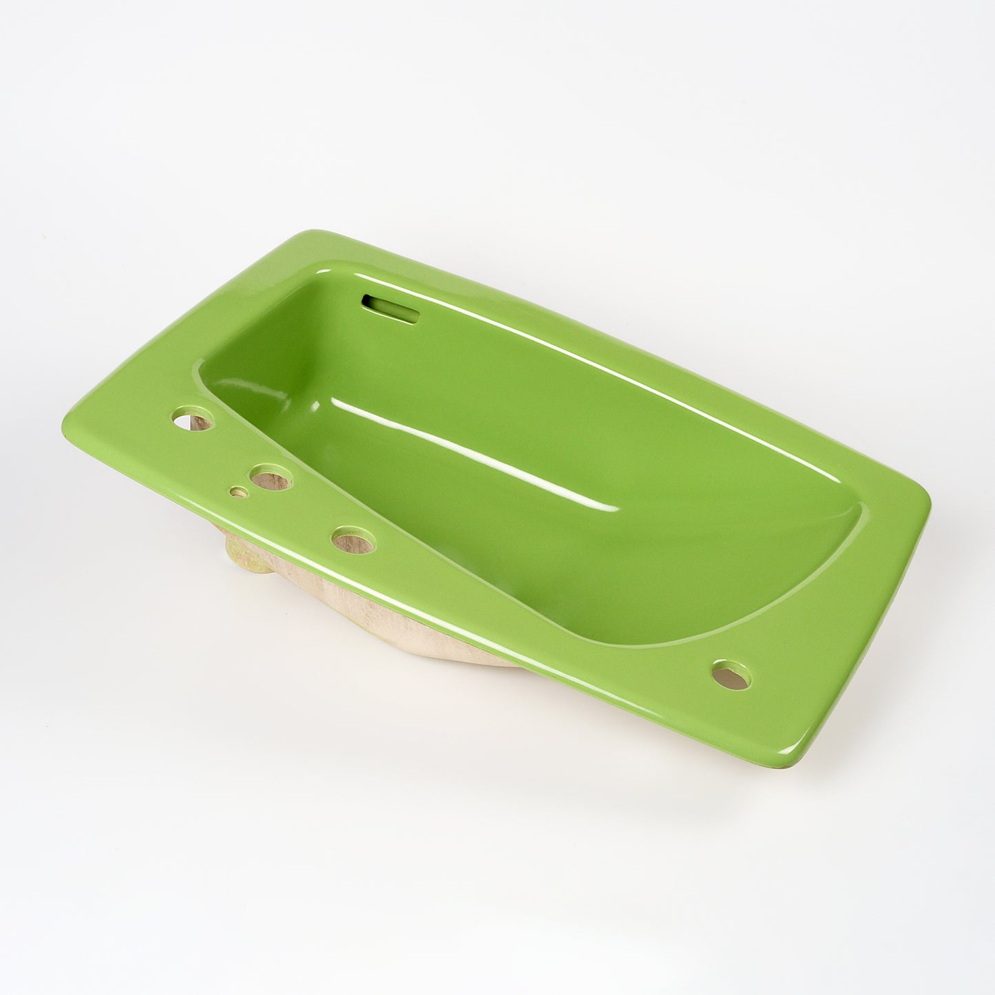 1970s Vintage Kohler Vitreous China Fresh Green 8" Centers Lady Vanity Sink