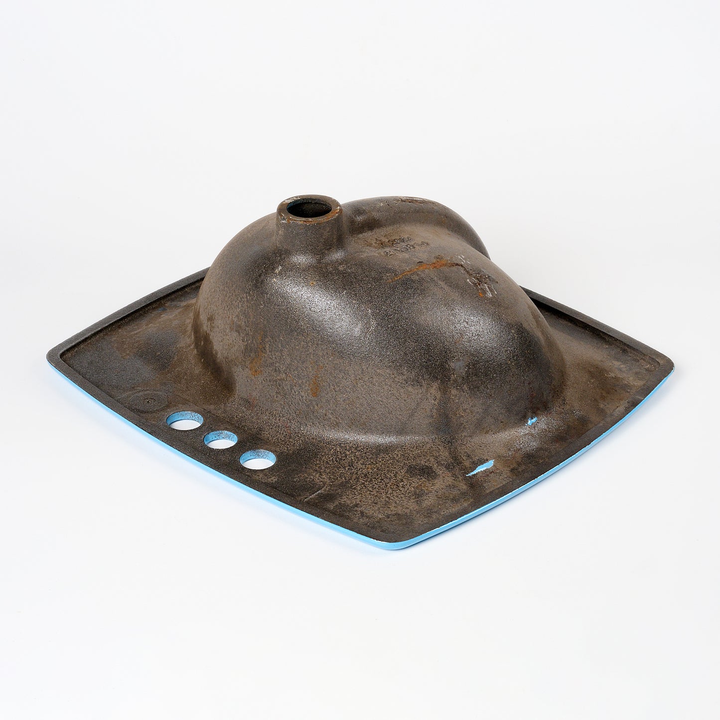 1970s Vintage Kohler Enameled Cast Iron New Orleans Blue 4" Centers Castelle Sink