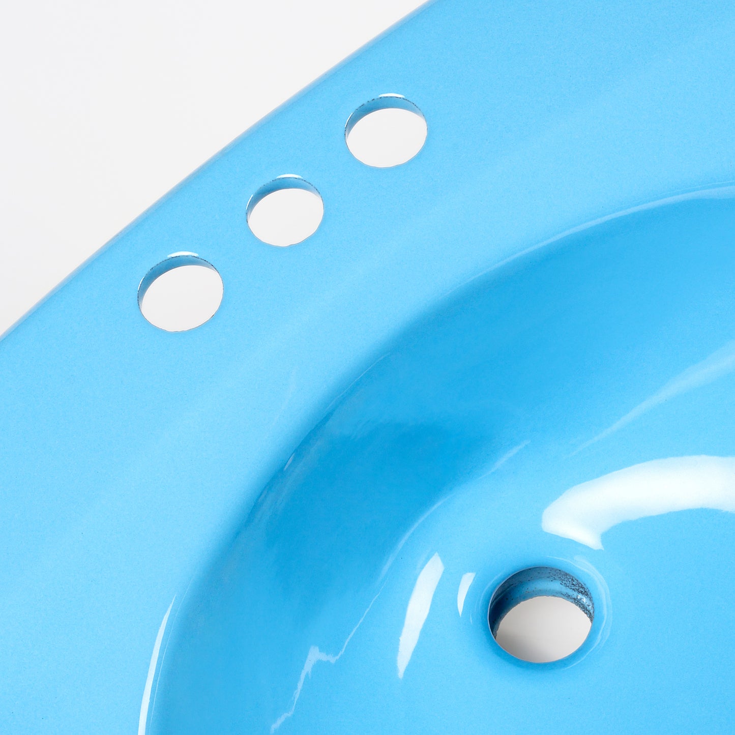 1970s Vintage Kohler Enameled Cast Iron New Orleans Blue 4" Centers Castelle Sink