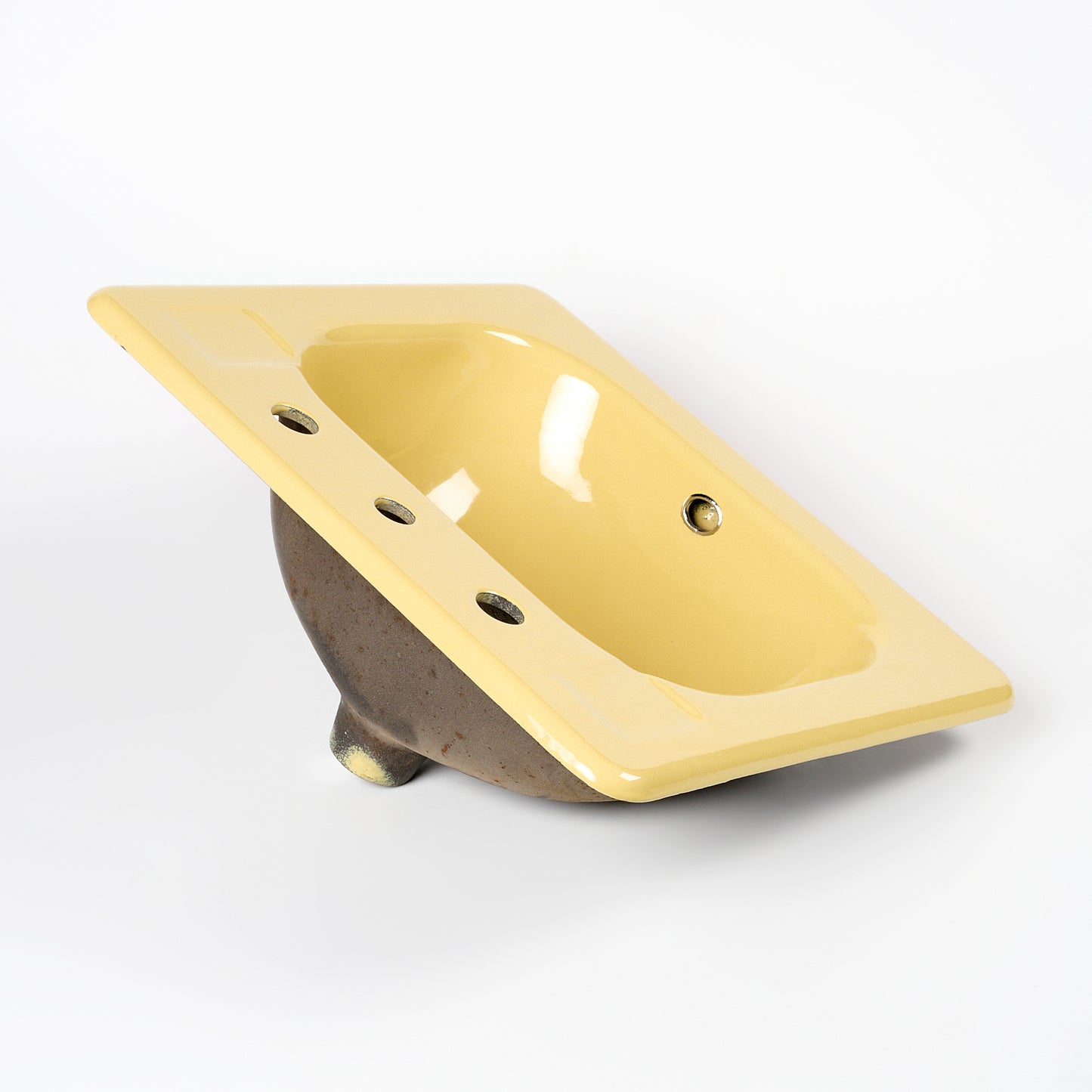 1970s Vintage Kohler Enameled Cast Iron Chamois 8" Centers Tahoe Sink