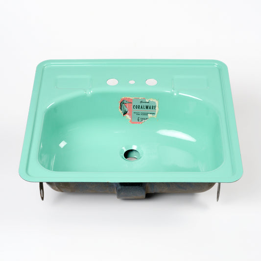 1970s Vintage Metal Coralware Mint 4" Centers Sink