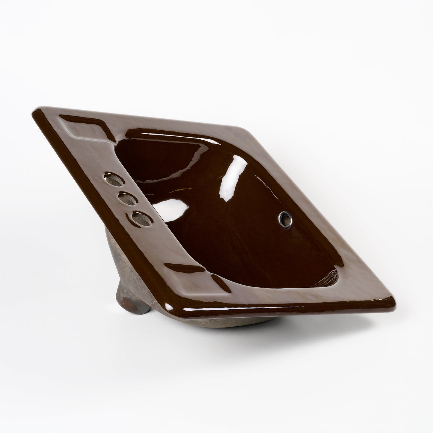 1970s Vintage Kohler Enameled Cast Iron Espresso 4" Centers Tahoe Sink