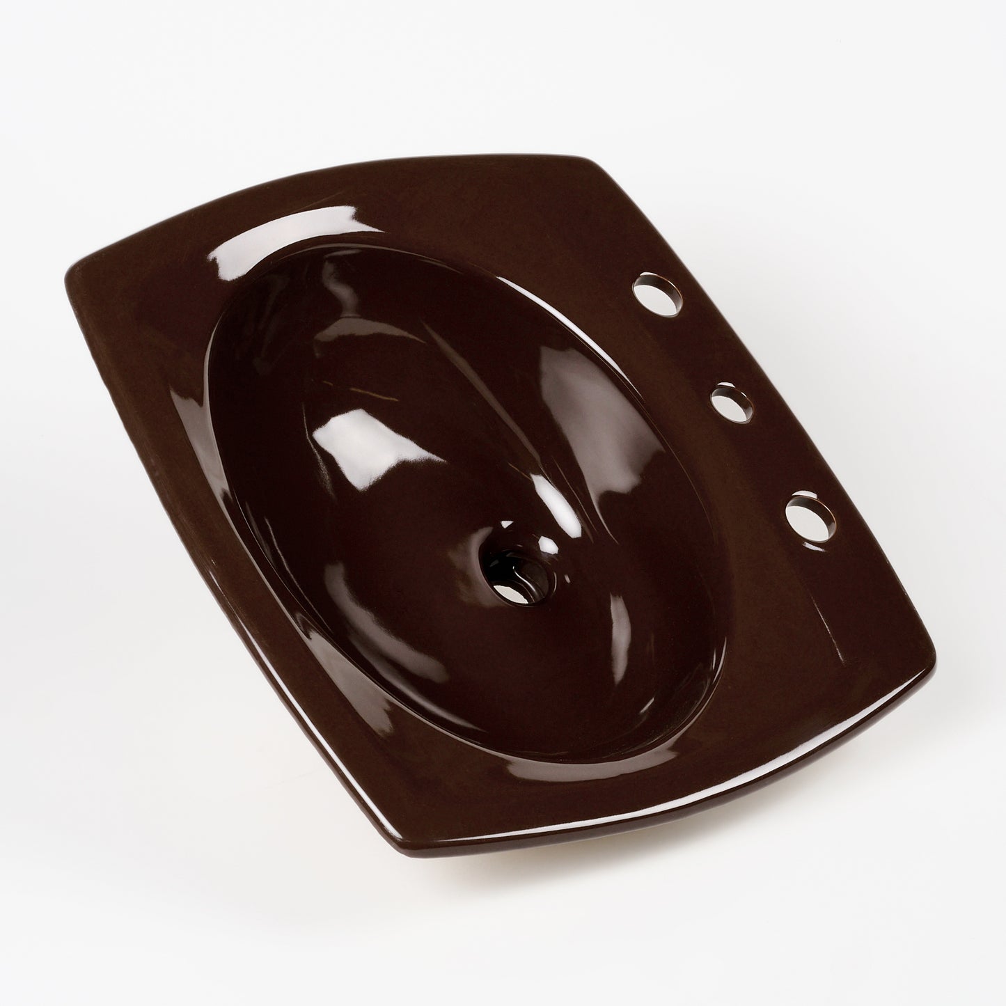 1970s Vintage Kohler Vitreous China Espresso 8" Centers Rondelle Sink