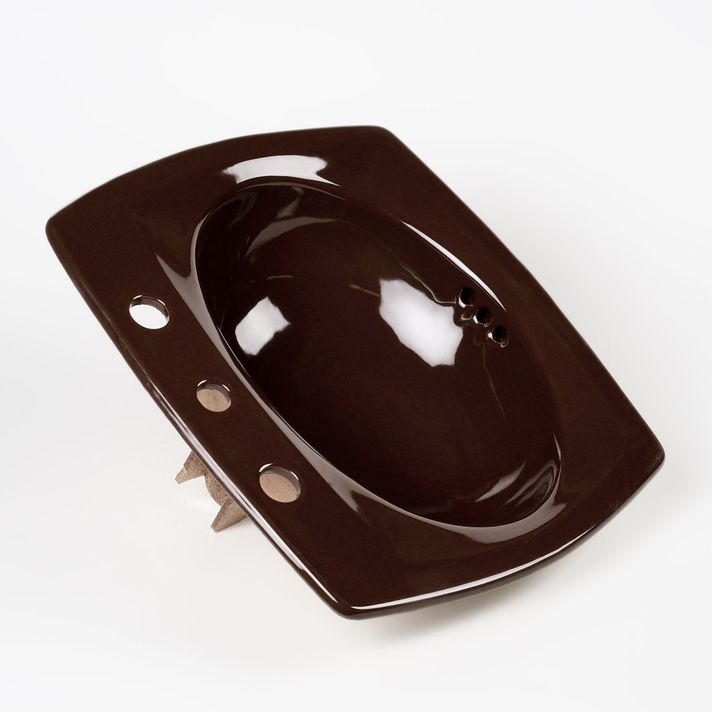 1970s Vintage Kohler Vitreous China Espresso 8" Centers Rondelle Sink