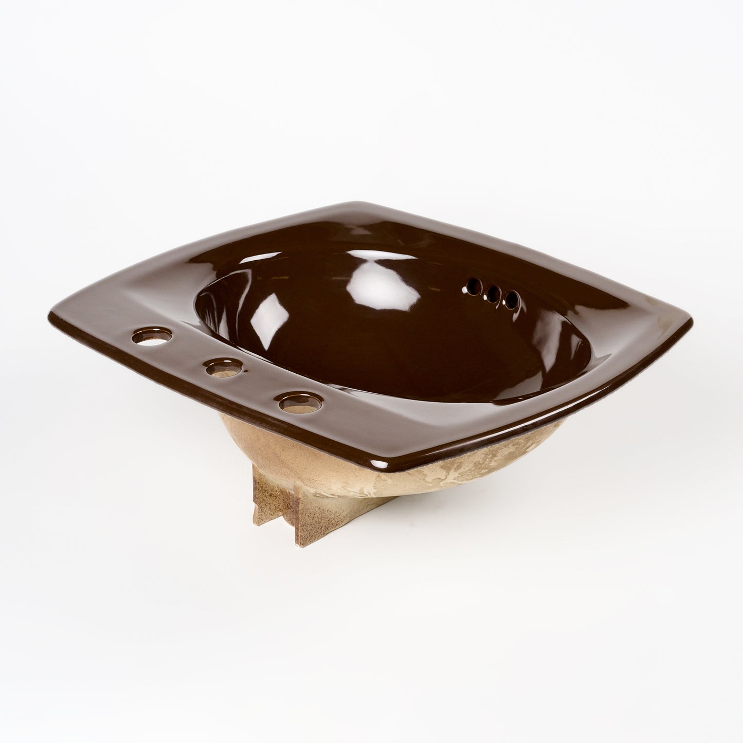 1970s Vintage Kohler Vitreous China Espresso 8" Centers Rondelle Sink