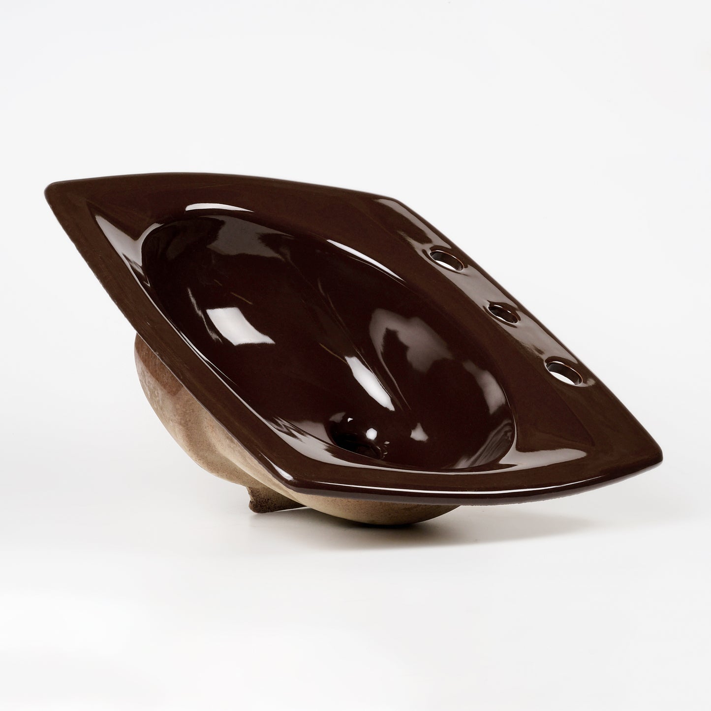 1970s Vintage Kohler Vitreous China Espresso 8" Centers Rondelle Sink