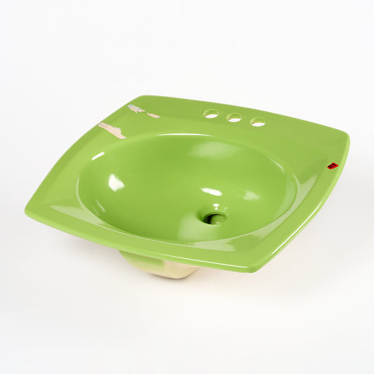 1970s Vintage Kohler Vitreous China Fresh Green 4" Centers Rondelle Sink