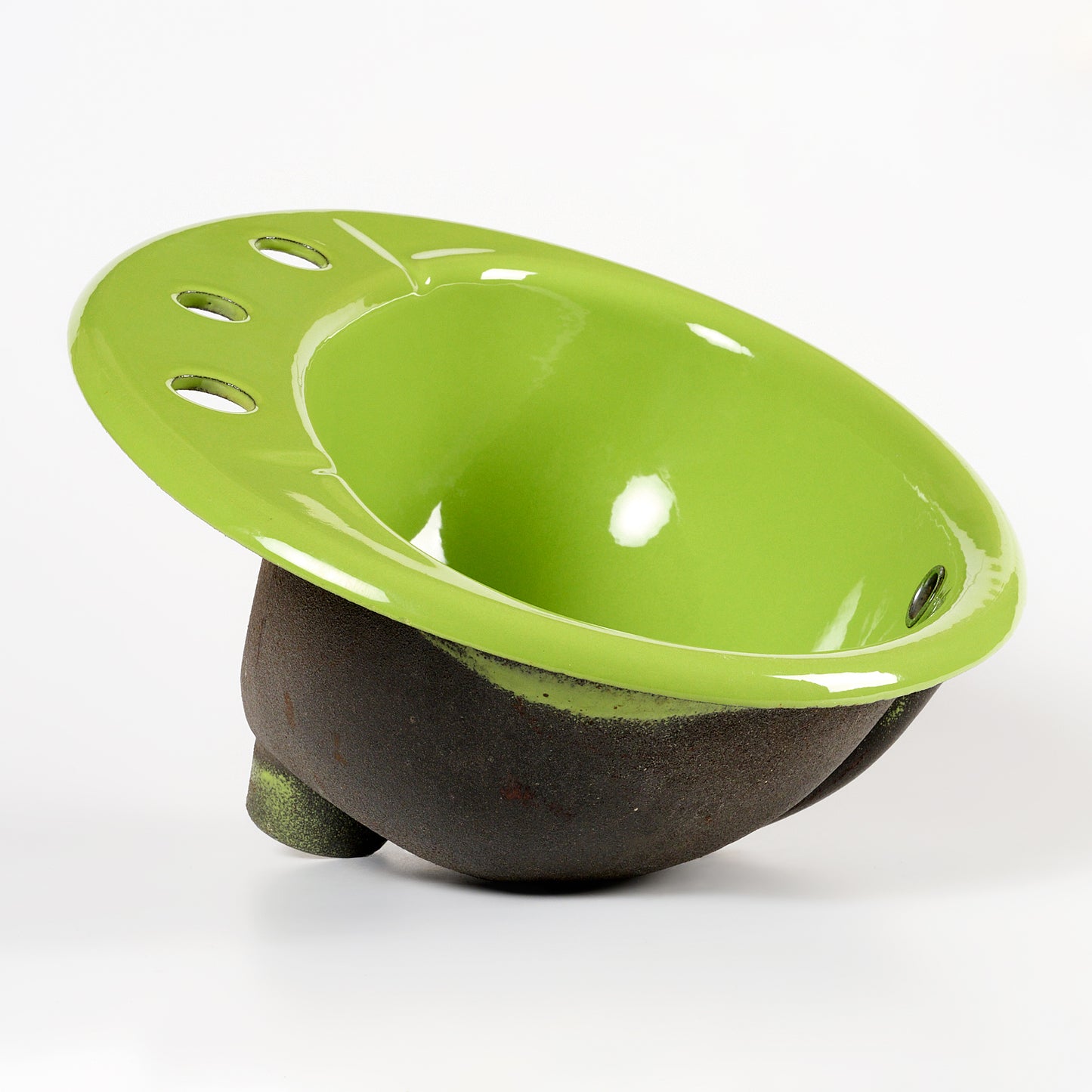 1970s Vintage Kohler Enameled Cast Iron Fresh Green 8" Centers Farmington Sink