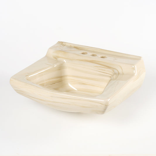 1970s Vintage U/R Vitreous China Marbled 4" Centers Sink