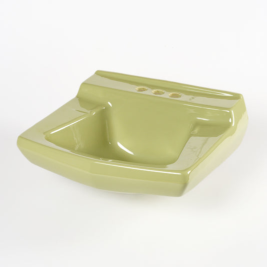 1970s Vintage U/R Vitreous China Avocado Green 4" Centers Sink
