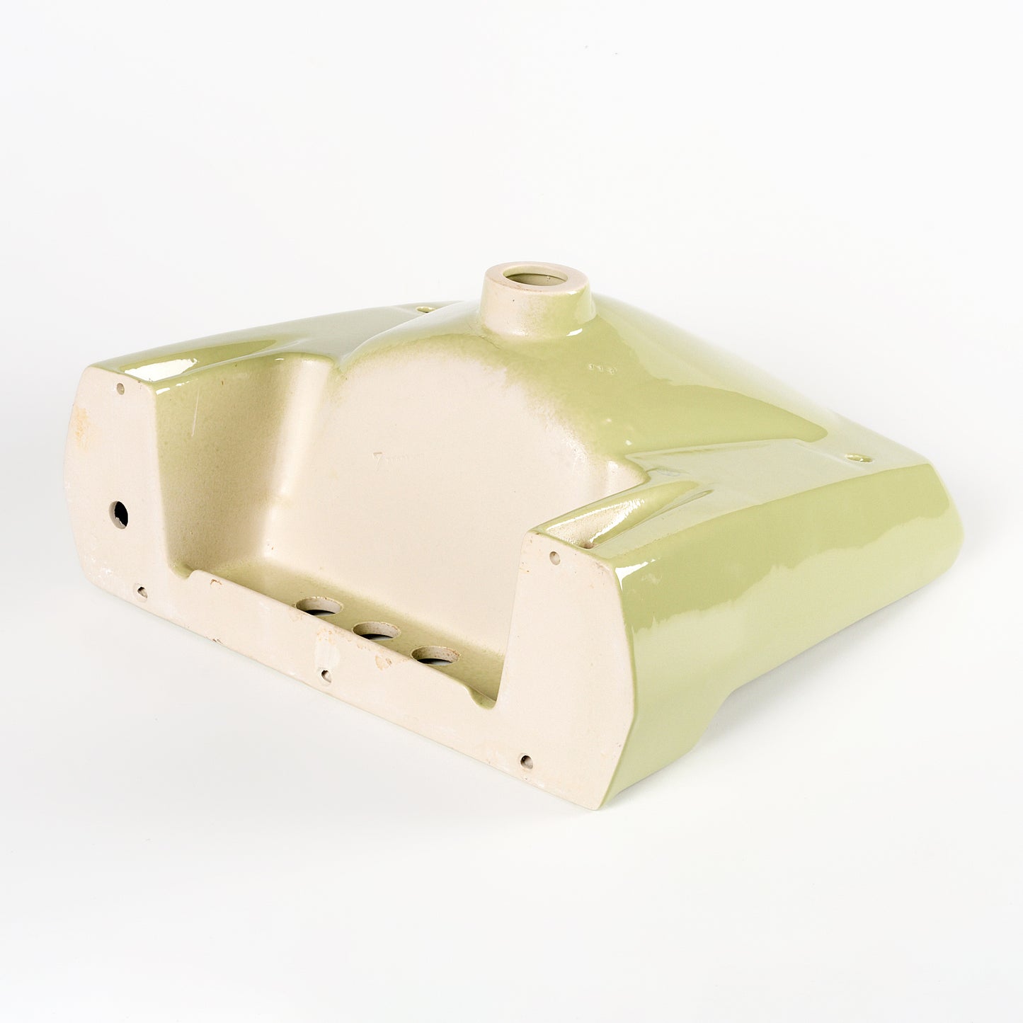 1970s Vintage U/R Vitreous China Avocado Green 4" Centers Sink
