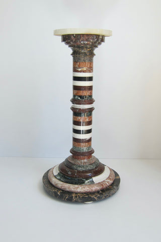 Mid 20th Century Italian Mable Specimen Pedestal Mixed Stone Column