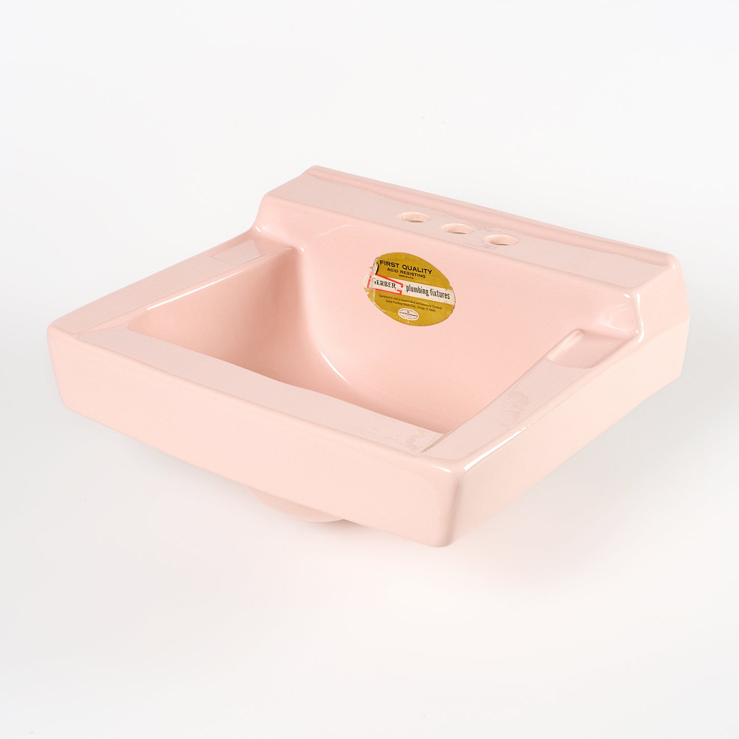 1970s Vintage Gerber Vitreous China Pink 4" Centers Sink