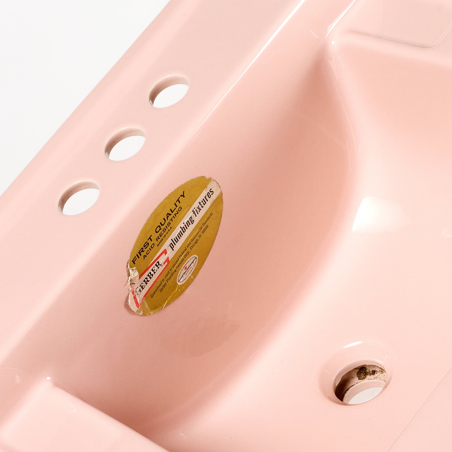 1970s Vintage Gerber Vitreous China Pink 4" Centers Sink