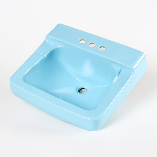 1970s Vintage Vitreous China Powder Blue 4" Centers Sink