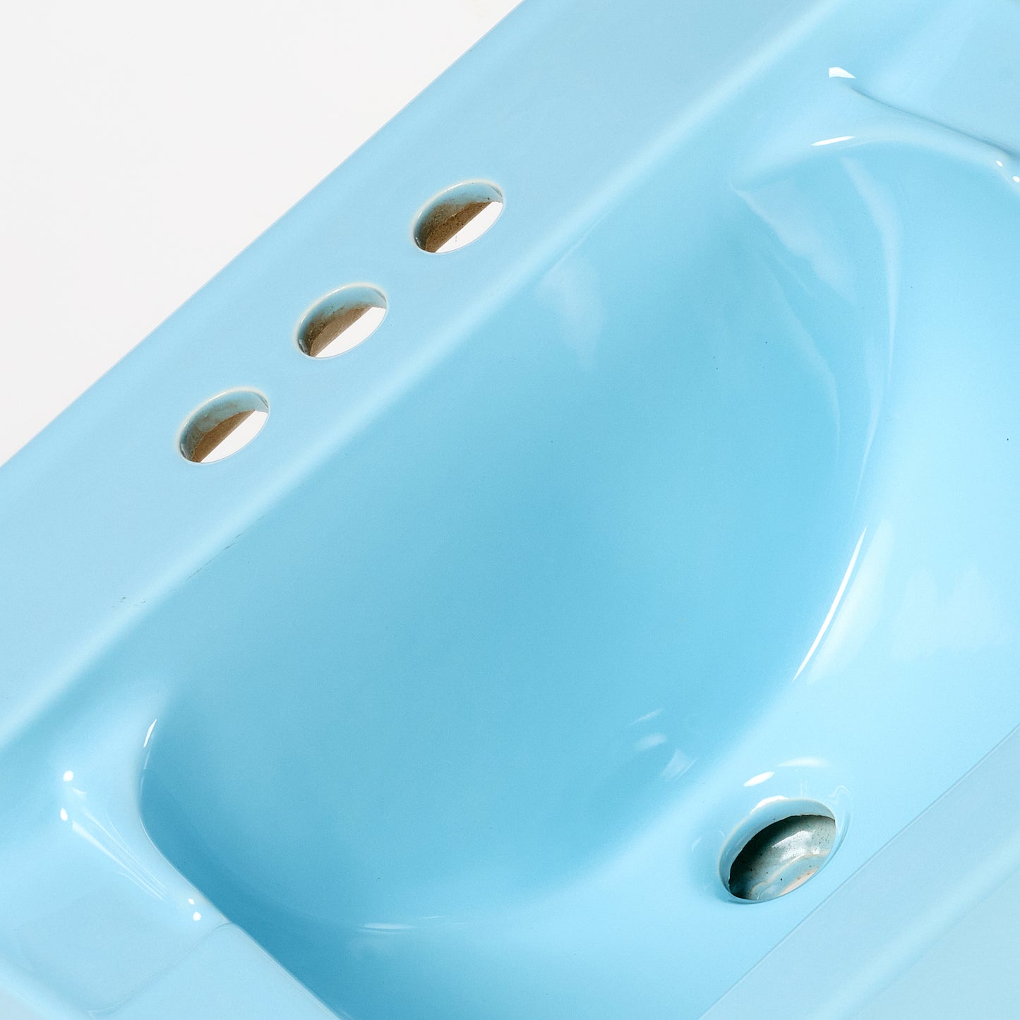 1970s Vintage Vitreous China Powder Blue 4" Centers Sink
