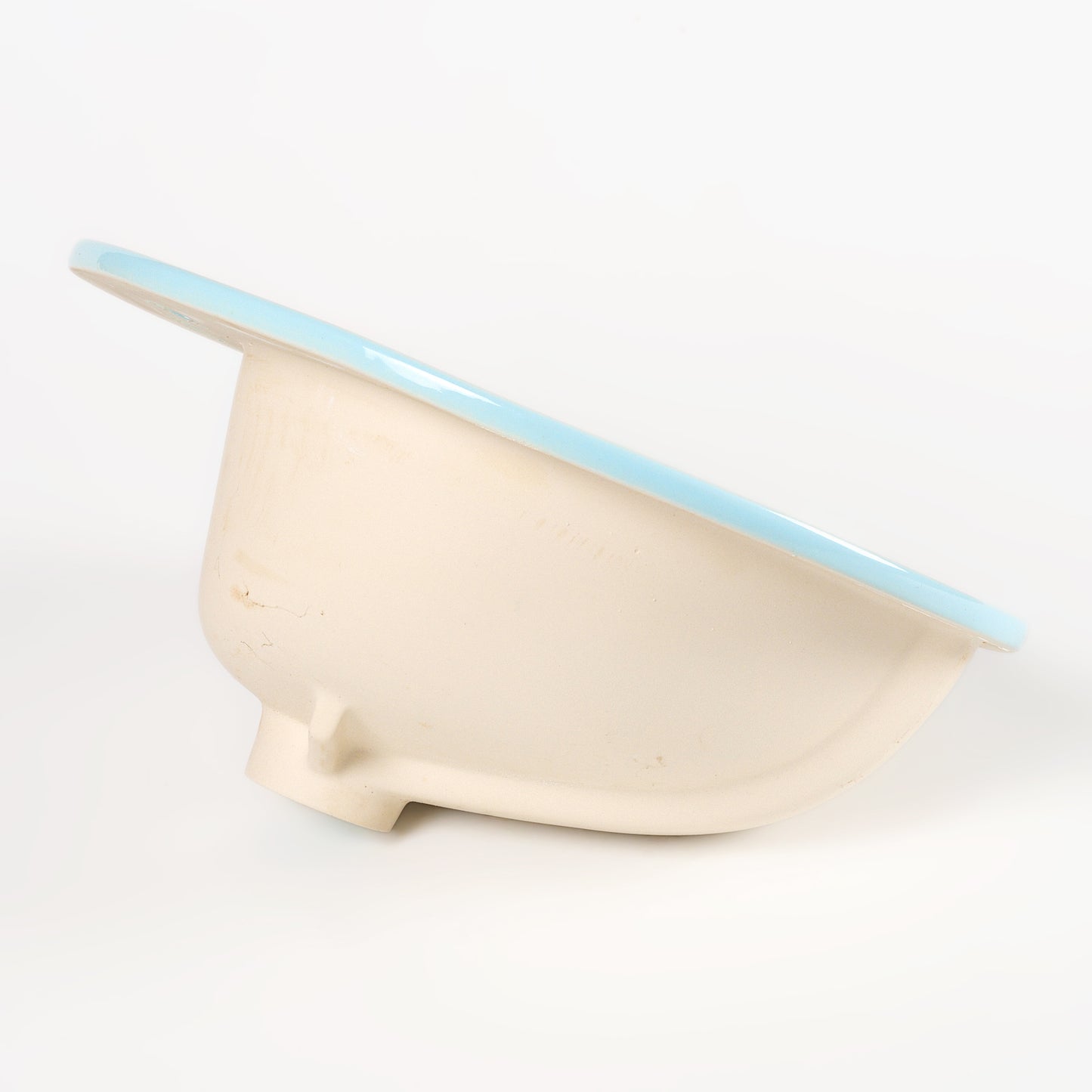 1970s Vintage U/R Vitreous China Rundo Blue 4" Centers Sink