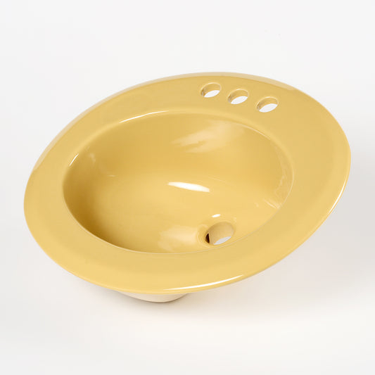 1970s Vintage U/R Vitreous China Gold 4" Centers Sink