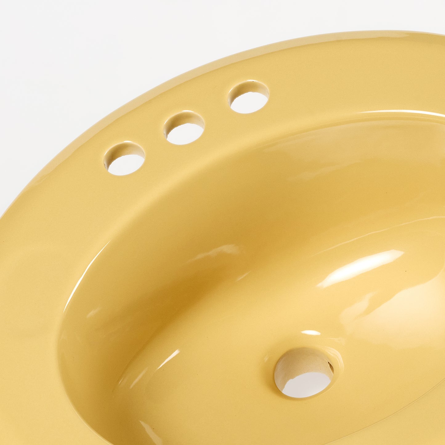 1970s Vintage U/R Vitreous China Gold 4" Centers Sink