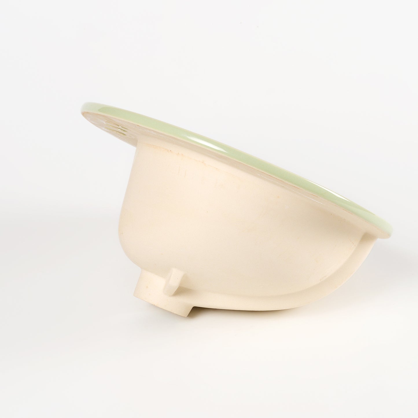 1970s Vintage U/R Vitreous China Oval Rundo Green 4" Centers Sink