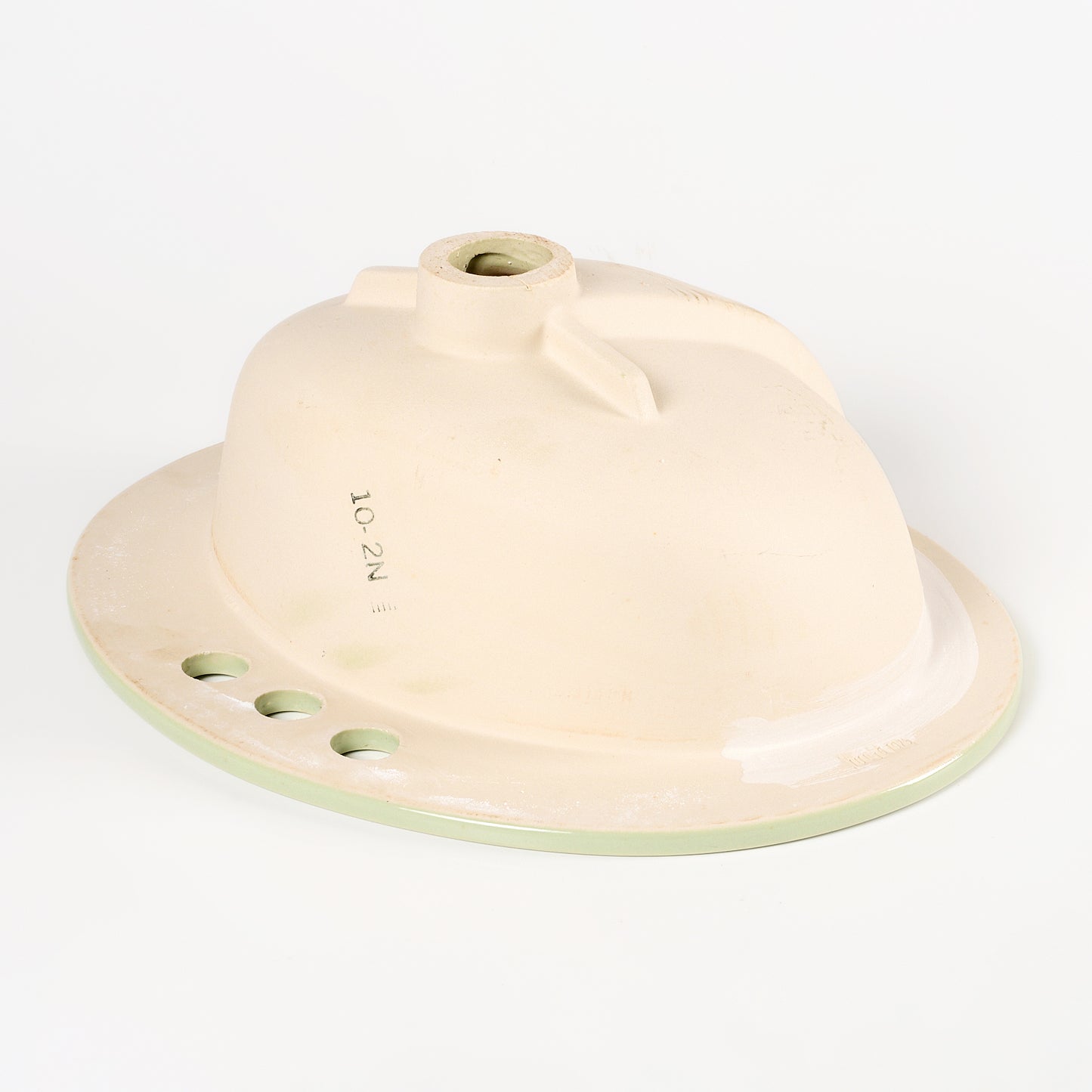 1970s Vintage U/R Vitreous China Oval Rundo Green 4" Centers Sink