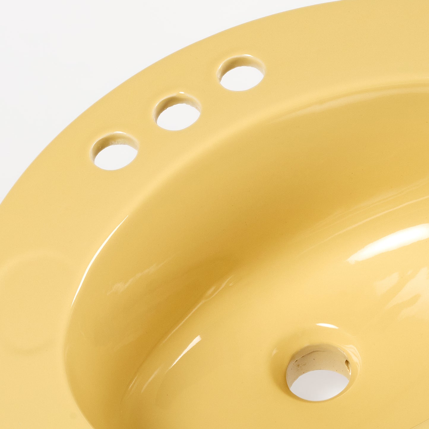 1970s Vintage U/R Vitreous China Oval Rundo Gold 4" Centers Sink