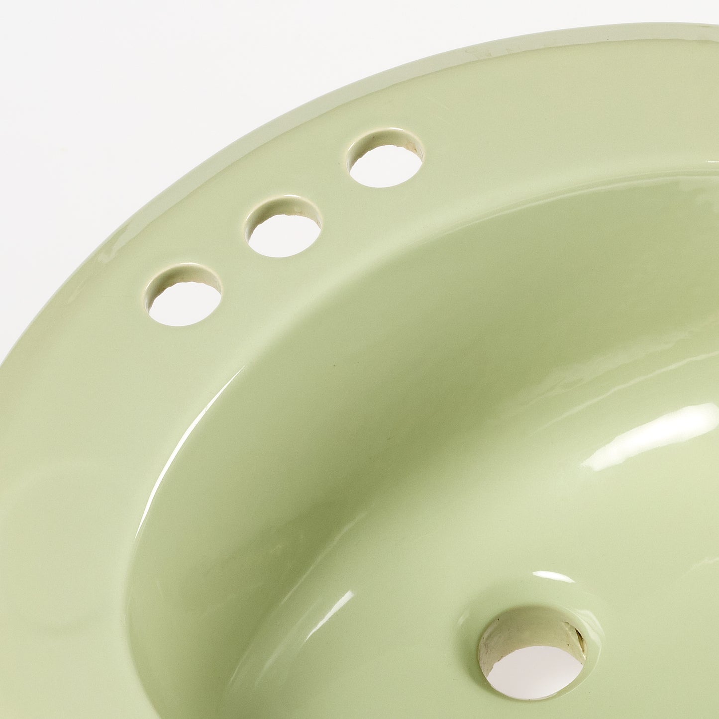 1970s Vintage U/R Vitreous China Oval Green 4" Centers Sink