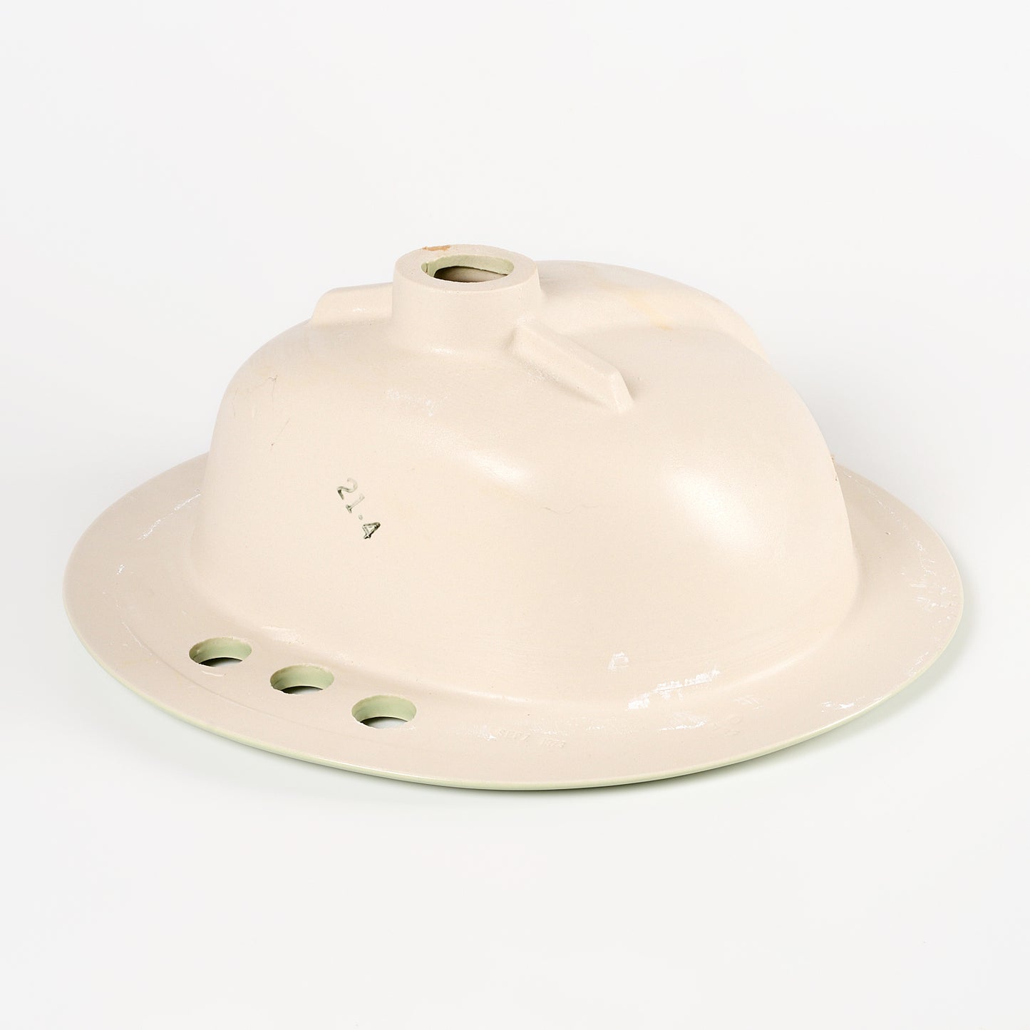 1970s Vintage U/R Vitreous China Round Green 4" Centers Sink