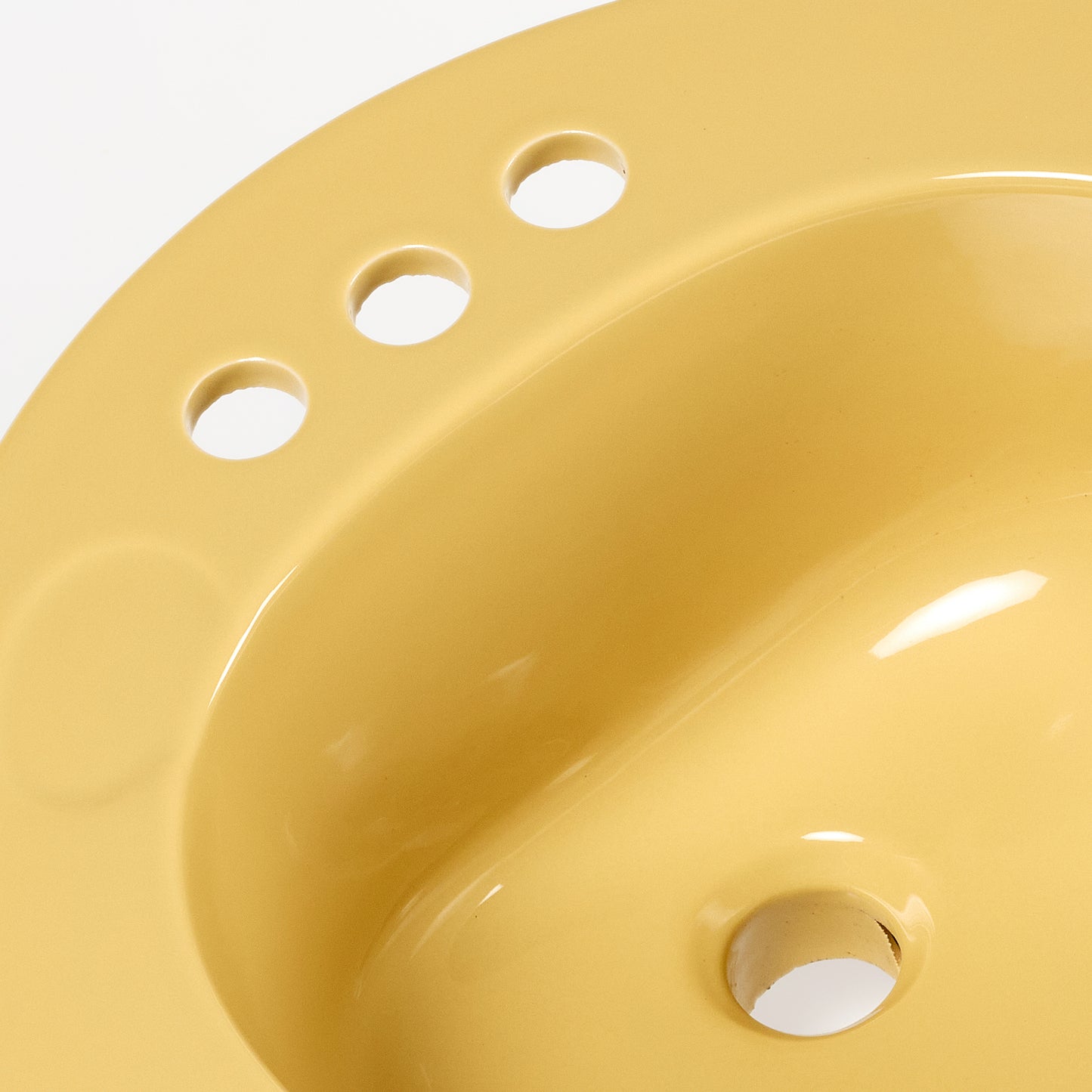 1970s Vintage U/R Vitreous China Rundo Gold 4" Centers Sink
