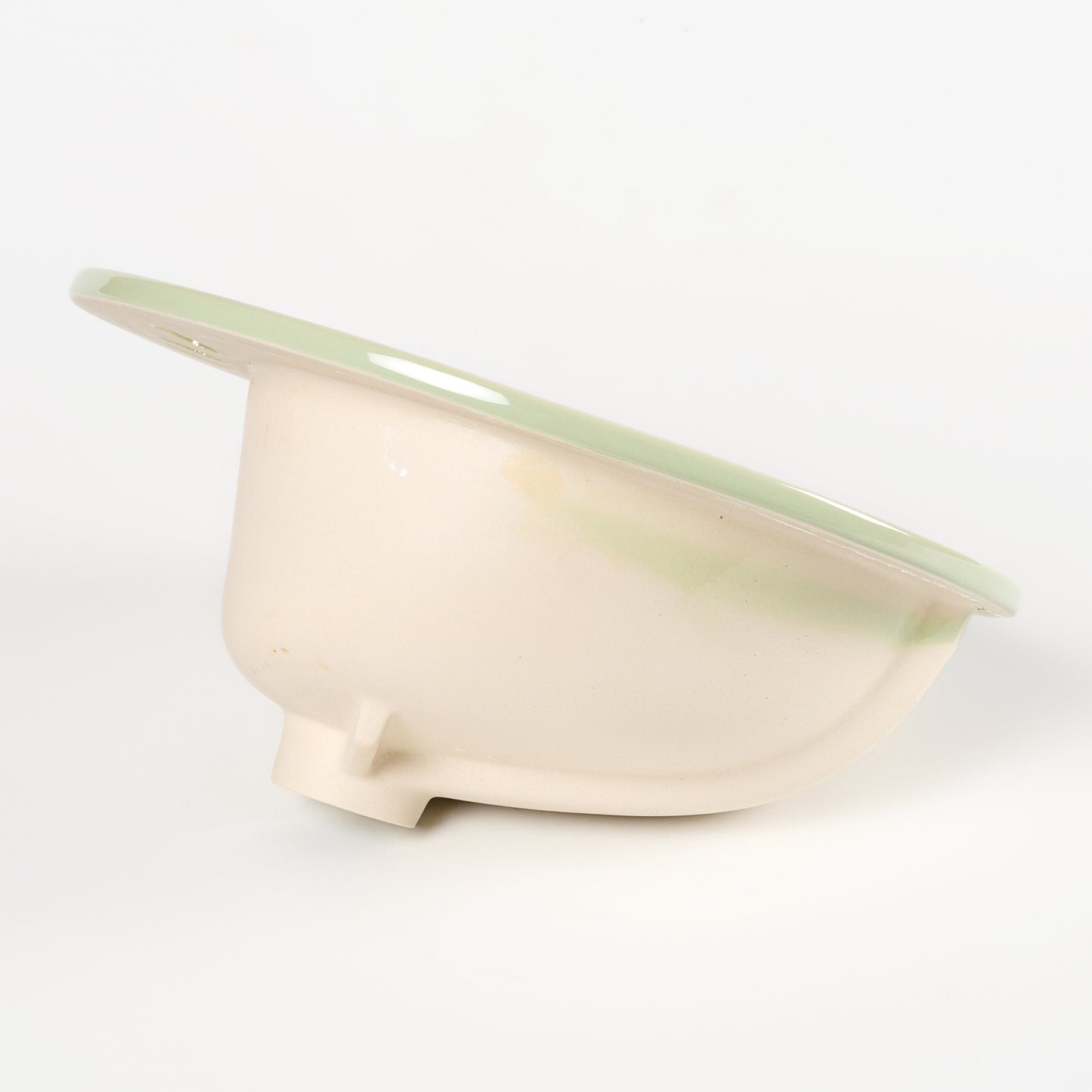 1970s Vintage U/R Vitreous China Rundo Green 4" Centers Sink