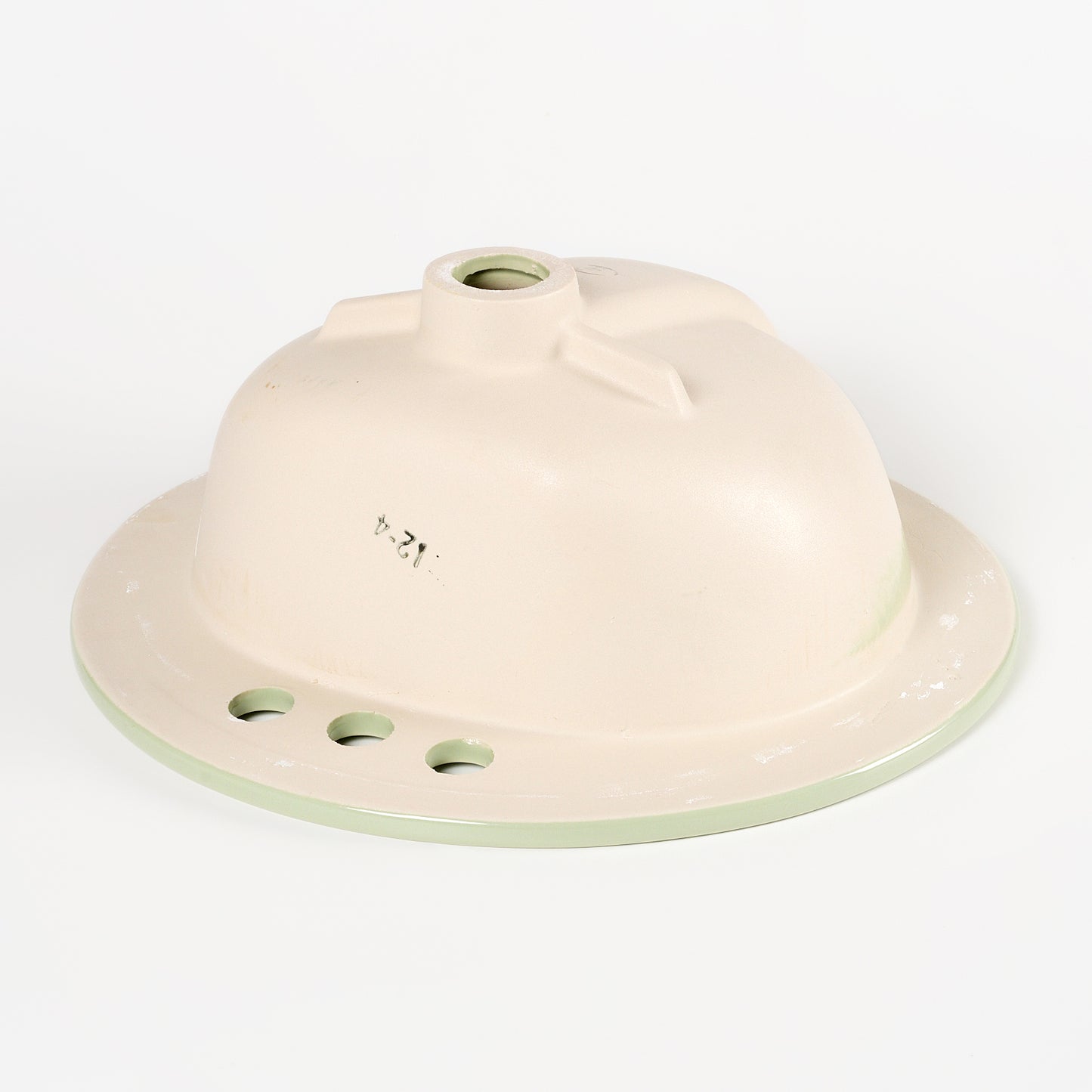 1970s Vintage U/R Vitreous China Rundo Green 4" Centers Sink