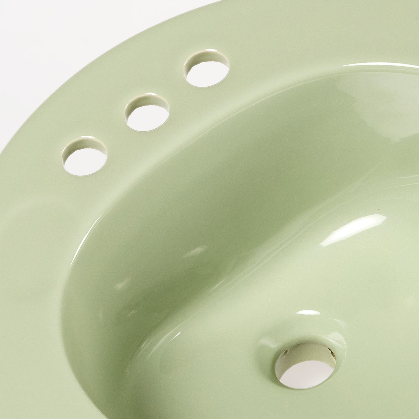 1970s Vintage U/R Vitreous China Rundo Green 4" Centers Sink