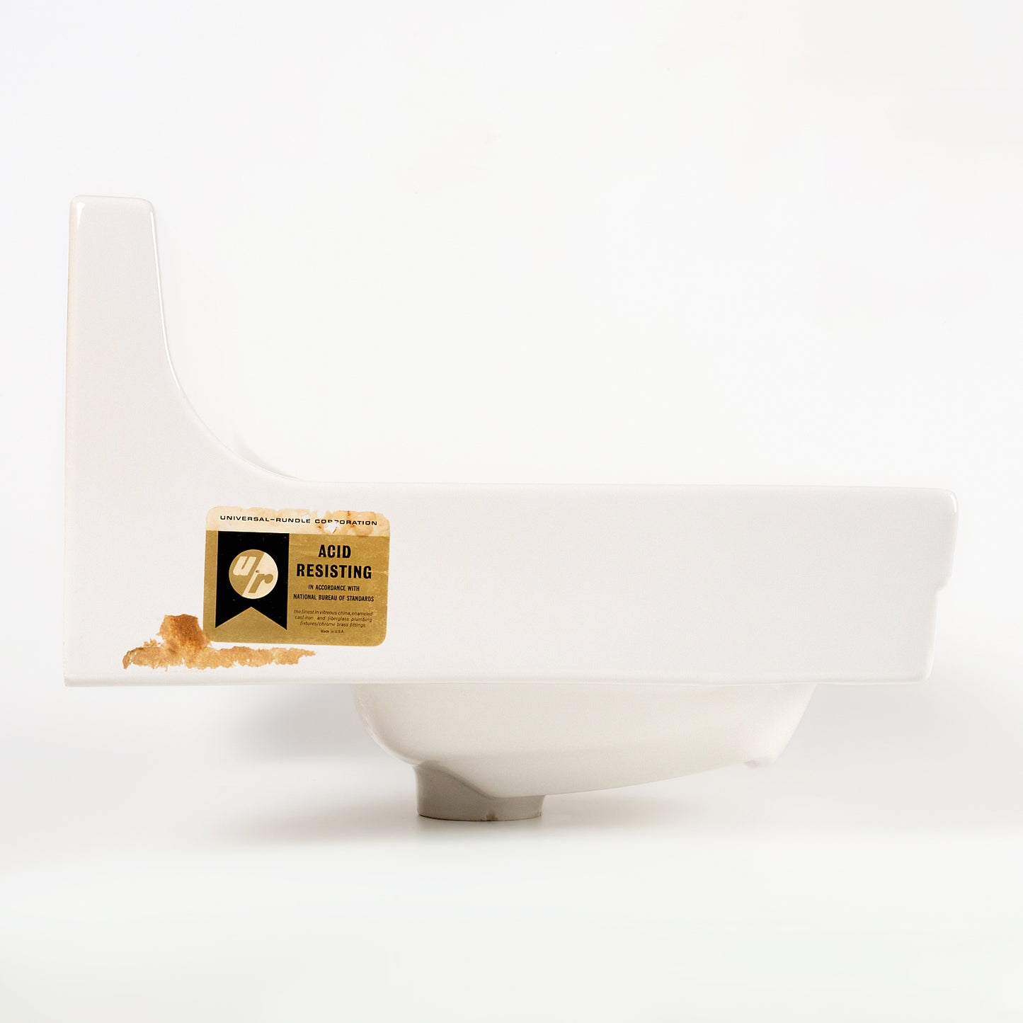 1970s Vintage U/R Vitreous China White 8" Centers Sink