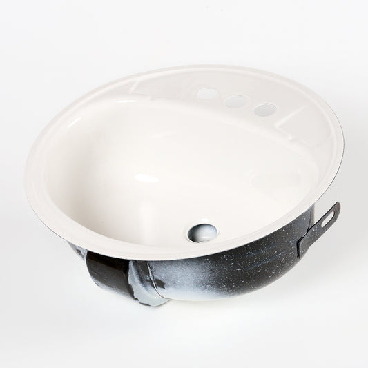 1970s Vintage Metal Peerless White 4" Centers Sink