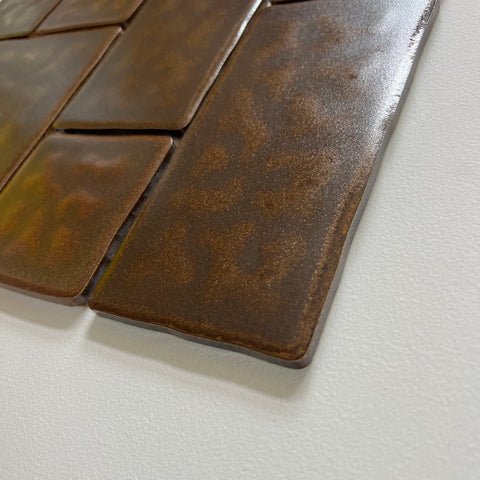 Vintage Japanese 1970s Brown Gold Floor Tile, 16 Sq Ft Lot - 12 Piece Set, 112 Sq Ft Available