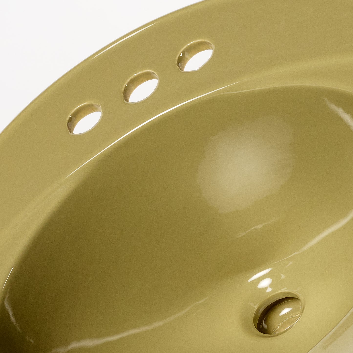 1960s Vintage Crane Vitreous China Round Avocado 4" Centers Sink