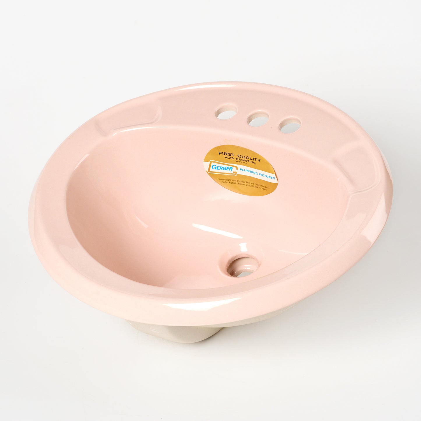1980s Vintage Gerber Vitreous China Oval  #11 Pink 4" Centers Sink
