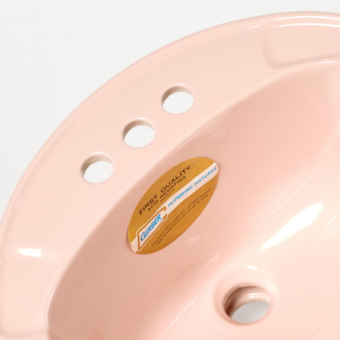 1980s Vintage Gerber Vitreous China Oval  #11 Pink 4" Centers Sink