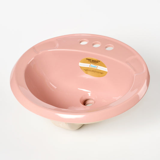 1990s Vintage Gerber Vitreous China Oval  #19 Rose 4" Centers Sink