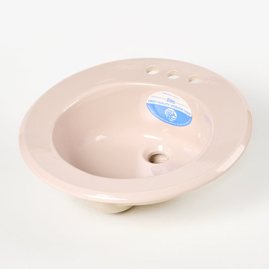 1990s Vintage Gerber Vitreous China Round #11 Blush 4" Centers Sink