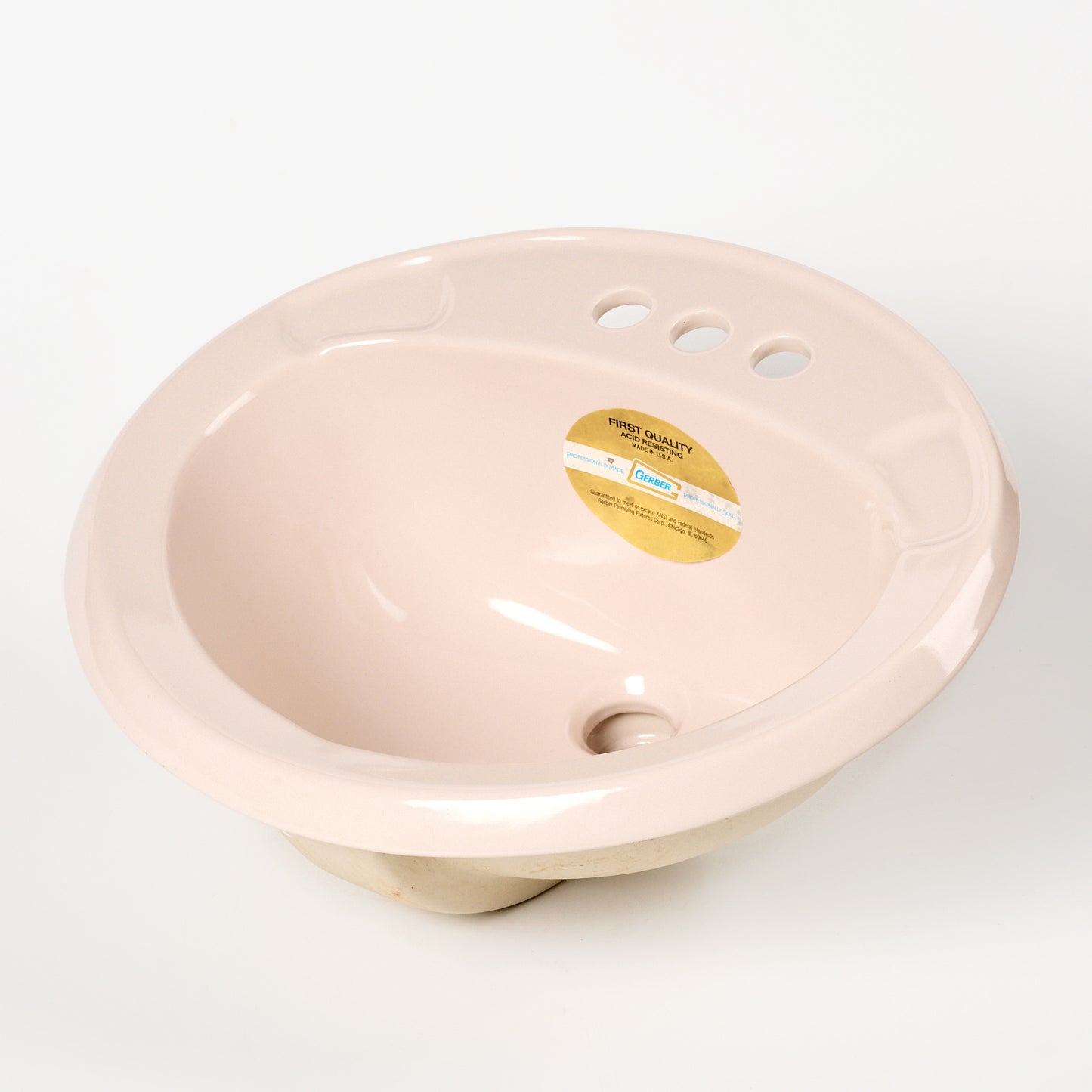 1980s Vintage Gerber Vitreous China Oval #11 Blush 4" Centers Sink