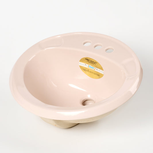 1980s Vintage Gerber Vitreous China Oval #11 Blush 4" Centers Sink